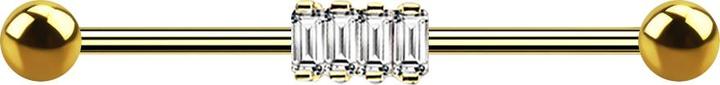 Produktbild Star Piercing Barbell 14k vergoldet mit vier quadratischen Kristallen (Chirurgenstahl 316L, Messing)