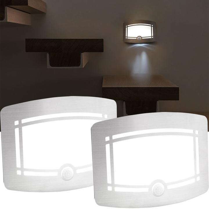 Actual product image Casativo Battery LED wall light, 2 light modes, PIR motion & light sensor, set of 2