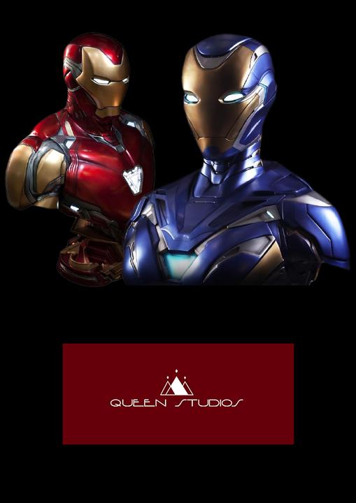 Actual product image Queen Studios Marvel's Avengers "Iron Man MK49/MK85" 1/1 Lifesize Bust Bundle