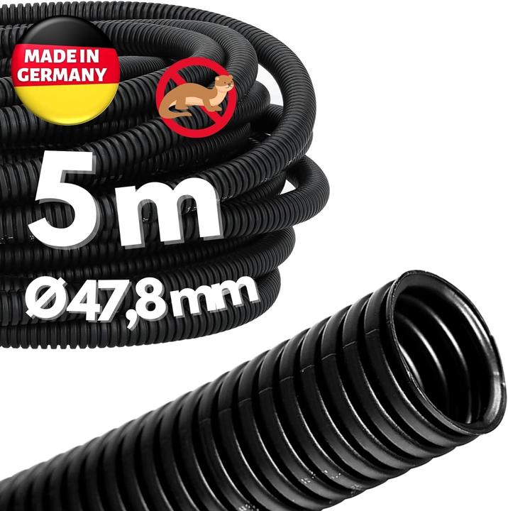 Kalitec 5 Meter Wellrohr geschlossen NW 50 I ungeschlitzt Wellschlauch I Marderschutzrohr I Leerrohr (500 cm)