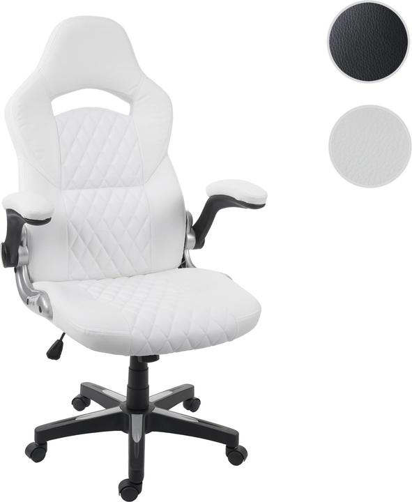 Immagine prodotto Swisshandel24 Sedia da ufficio, sedia da scrivania, sedia direzionale, sedia girevole, similpelle - bianco - 65247