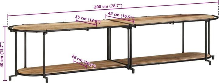 Actual product image VidaXL TV cabinet Lowboard TV cabinet TV table TV furniture Rough mango wood (200 x 42 x 40 cm)