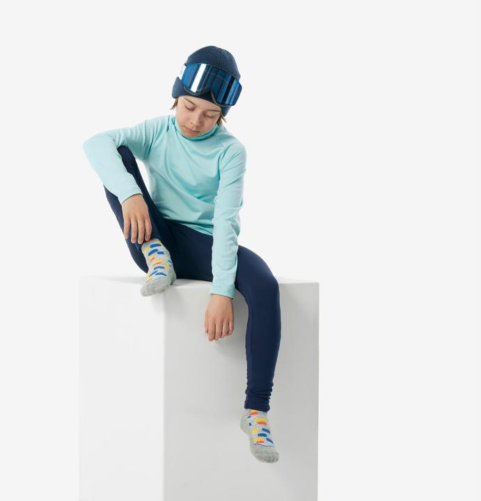 Image du produit Wedze Sous-vêtements de ski T-shirt fonctionnel enfant col haut - BL 500 turquoise (3, 4)