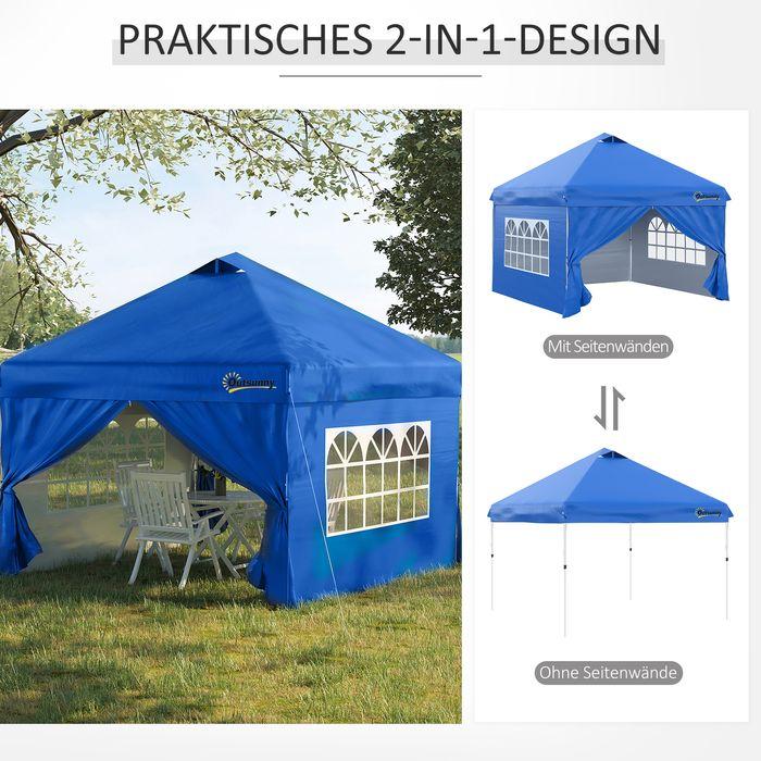 Immagine prodotto Swisshandel24 Gazebo pieghevole 3x3m 4 pareti laterali inclusi i picchetti e le corde di trasporto in metallo (300 cm, 300 cm)