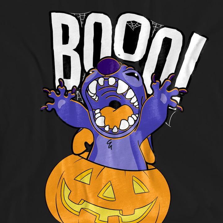 Actual product image Lilo & Stitch Unisex Adult Laughing Pumpkin T-Shirt (L)