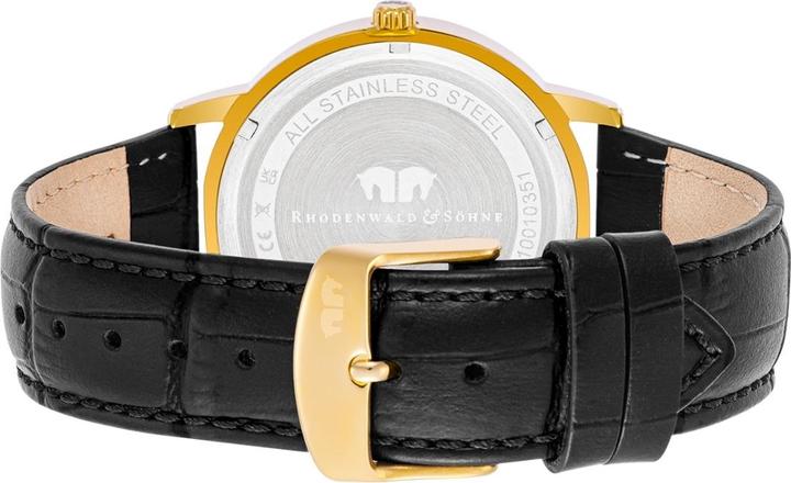 Actual product image Men quartz watch Moonlight genuine leather black - 26513 (Analogue wristwatch, 40 mm)