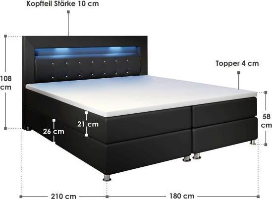 Actual product image Juskys LED box spring bed Montana (180 x 200 cm)
