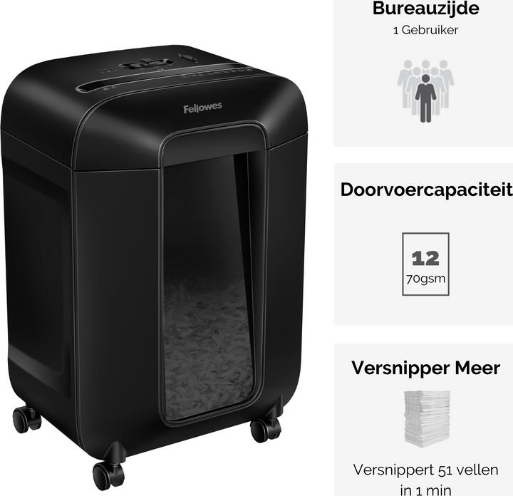 Image du produit Fellowes Déchiqueteuse Powershred LX85 P-4, 12 pages (Coupe de particules)