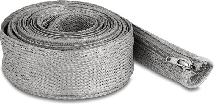 Produktbild Delock Geflechtschlauch mit Reissverschluss hitzebeständig 3 m x 50 mm grau (Kabelschlauch, 300 cm)
