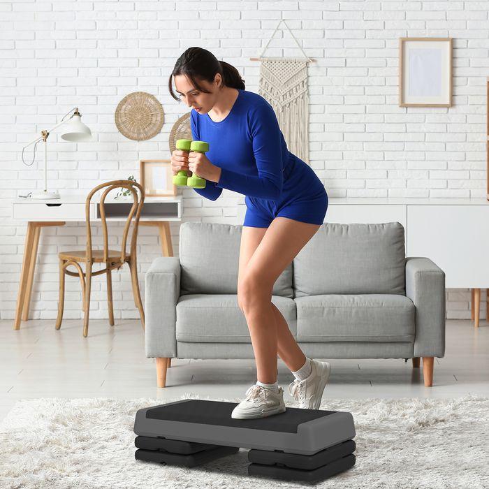 Produktbild Swisshandel24 Fitness-Stepper, 10,5/15,5/20,5cm Höhenverstellbare Steppbrett für Zuhause, Grau