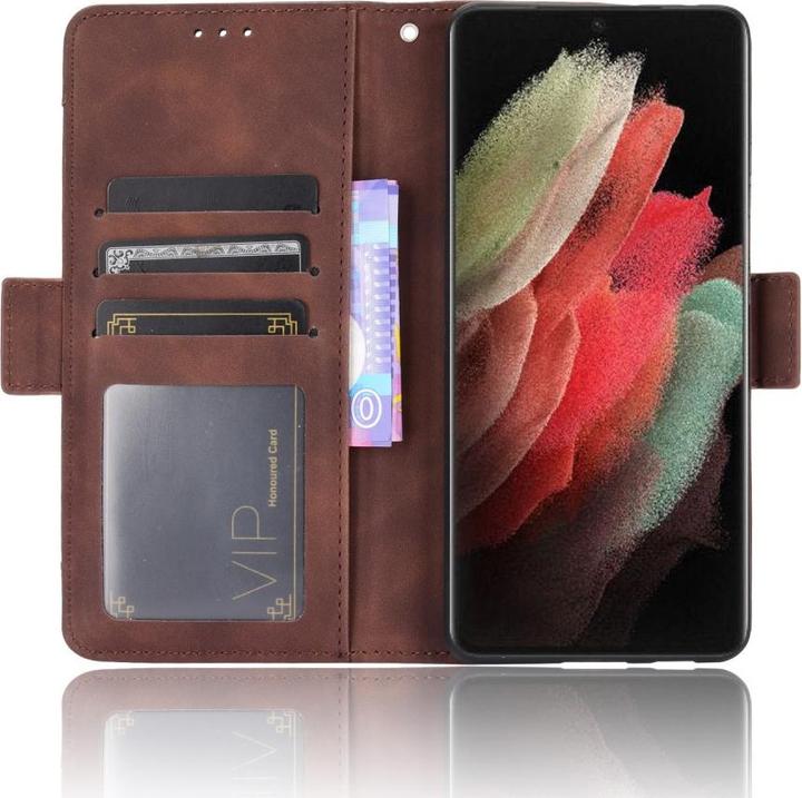 Actual product image Cover-Discount Galaxy S21 Ultra - case with many card slots brown (Samsung Galaxy S21 Ultra)