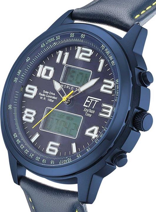 Actual product image ETT EGS-11450-32L Solar Drive Radio Control Hunter II Mens Watch 48mm 10ATM (Digital watch, Analogue wristwatch, Radio-controlled clock, 48 mm)