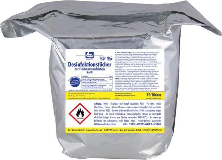 Actual product image Becher Dr 1455000 Disinfectant wipes 2 x 70 wipes refill wipe format 290 x 300 mm, with tear-off barrier (2 x)