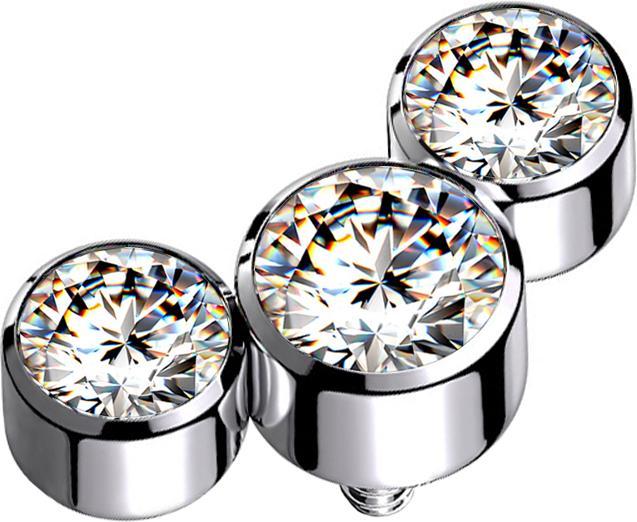 Immagine prodotto Star Piercing Ancora dermica argento tre cristalli argento (Titanio G23, senza ottone)