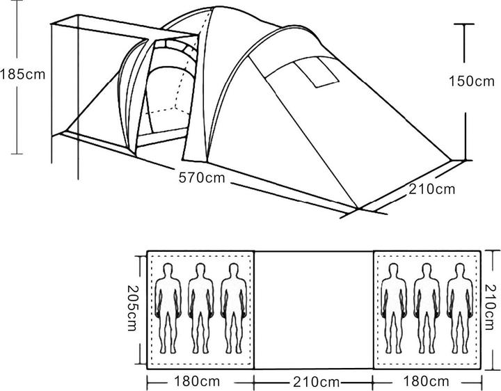 Produktbild JOHN316 Campingzelt (Kuppelzelt, 7.70 kg, 6 Personen)