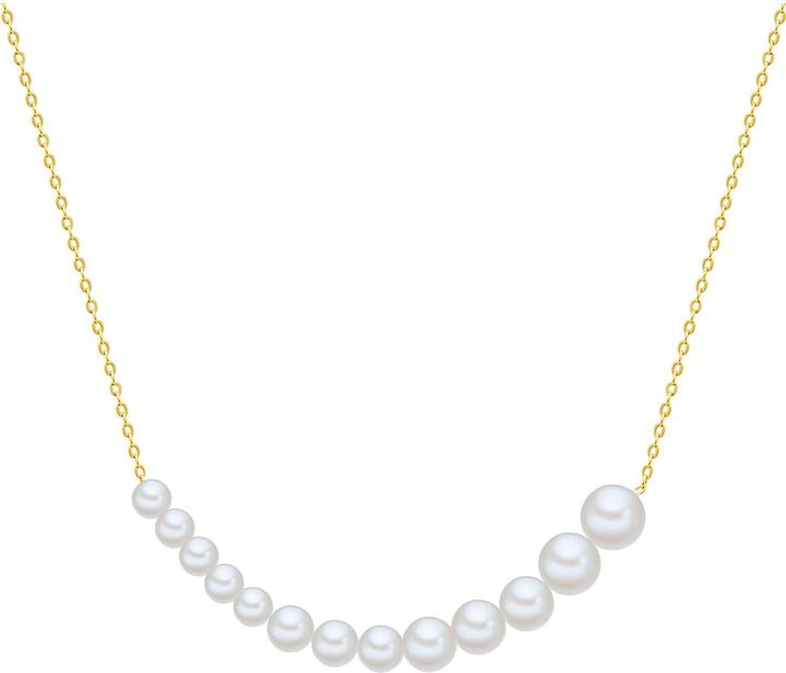 Produktbild Valero Pearls Damen Sterling Silber Süsswasser-Zuchtperlen Gelbgold 40,0 cm Grundkette + 7,0 cm Verlängerung (Sterling Silber, 40 - 47 cm)