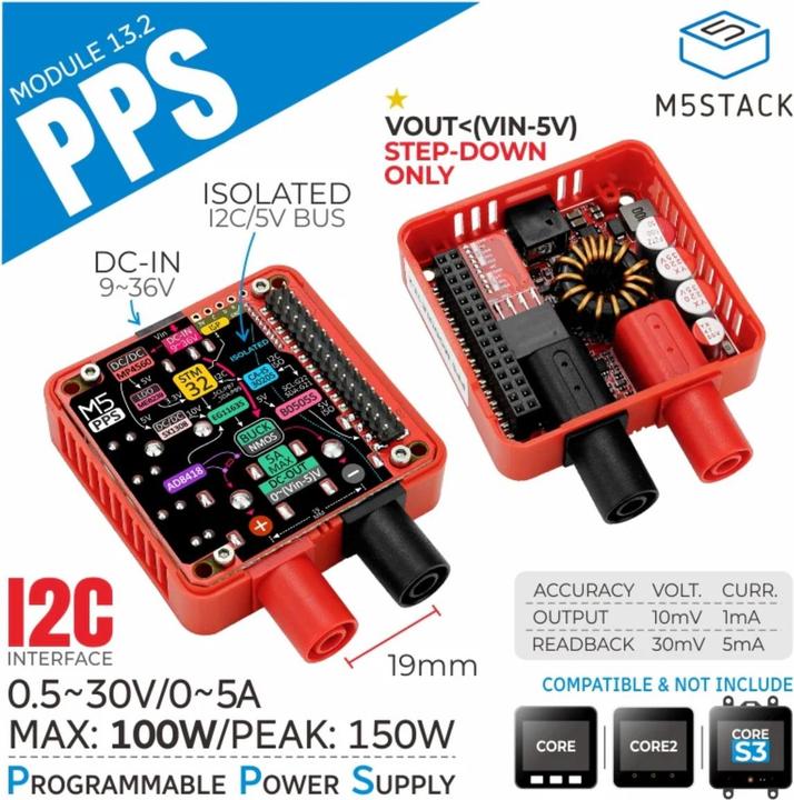 Image du produit M5Stack Module 13.2 PPS Alimentation de laboratoire programmable 100W