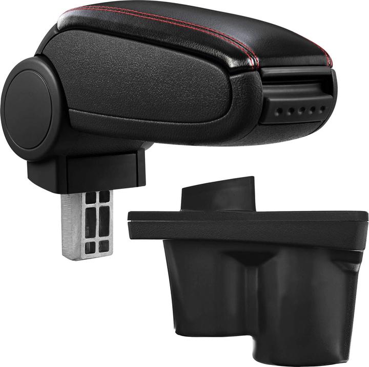 Actual product image Pro-Tec Opel Adam centre armrest with storage compartment, black imitation leather with red stitching