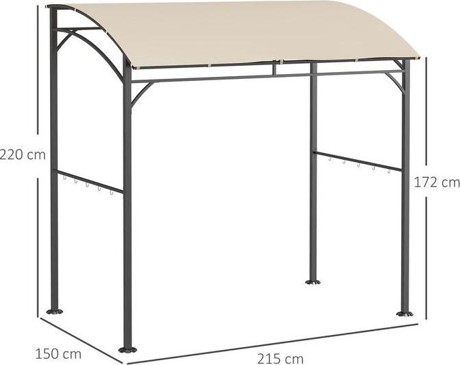 Produktbild Swisshandel24 Grillpavillon, Regenschutz, UV-beständig, mit Haken, Stahl, Polyester, Beige, 215 x 150 x 220 cm (215 cm, 150 cm)