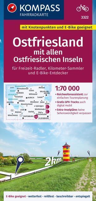 Actual product image Cycling map 3322 East Frisia with all East Frisian Islands with junctions 1: