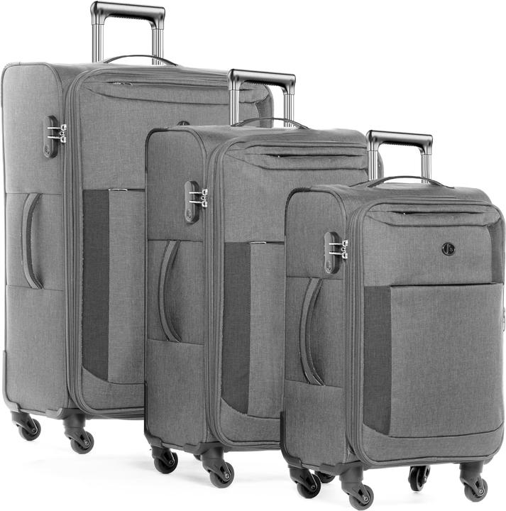 Image du produit Fergé Set de valises coque souple 3 pièces gris et gris foncé (110 l, L (90 - 115l))