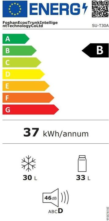 Label énergétique Koor Kompressor-Kühlbox ARC 30 L, Stromversorgung (30 l)