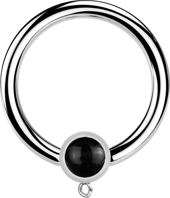 Immagine prodotto Star Piercing Anello Micro Closure in argento con cilindro in onice nero Anello per ciondolo (senza ottone, Acciaio chirurgico 316L, Mnerale)