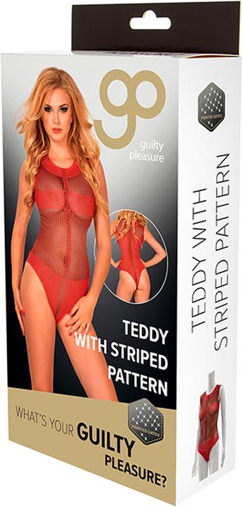 Produktbild Guilty Pleasure GP gestreifter Body aus bedrucktem Datex Rot (M)