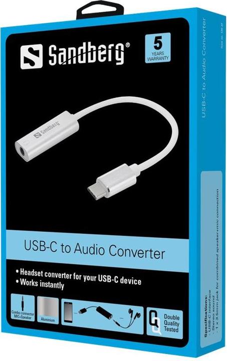 Immagine prodotto Sandberg Adattatore da USB-C a spina jack (USB-C, 140 cm)