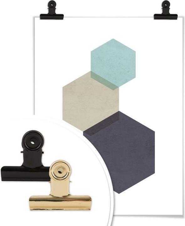Produktbild Trenddeko Hexagons aqua (50 x 60 cm)