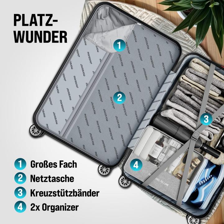 Image du produit Monzana Set di valigie (89 l, Bagage à main (jusqu'à 50l), M (50 - 90l), L (90 - 115l))