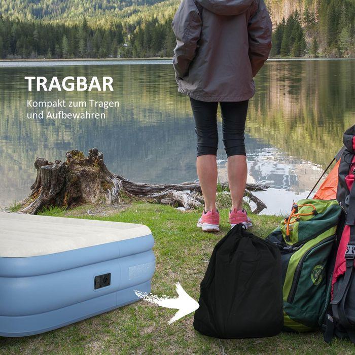 Produktbild Swisshandel24 Campingmatratze für 2 Personen, aufblasbar, eingebaute Pumpe, Tragetasche, 203x152x46cm, Hellblau (152 x 203 cm)
