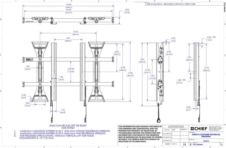 Immagine prodotto Chief Montaggio a parete MSM1U (Muro, 65", 80 kg)