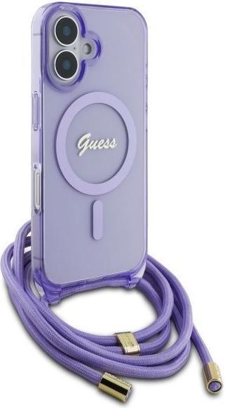 Immagine prodotto Guess GUHMP16SHCTSGNSU iPhone 16 6.1" fioletowy/viola custodia rigida Crossbody Cord Script MagSafe