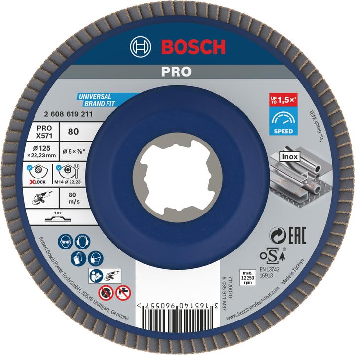 Actual product image Bosch Professional Zubehör PRO X571 X-Lock flap disc, 125 mm, G80 (80)