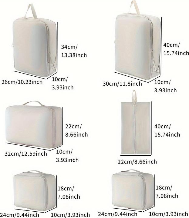 Produktbild Only-Bags.Store 6-teiliges Set eleganter Polyester-Packwürfel, komprimierbare Reiseorganisationstaschen für Gepäck