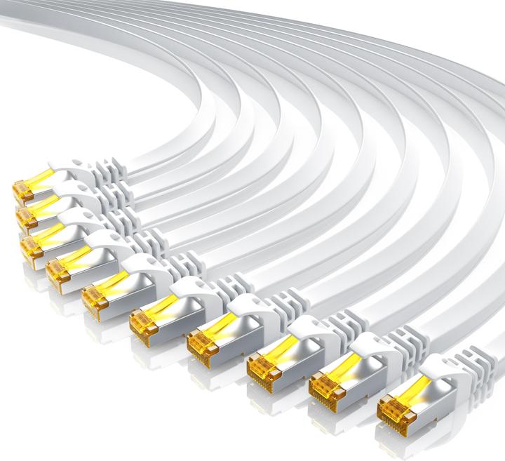 Produktbild Primewire CAT.7 Netzwerkkabel flach - Ethernet Gigabit Lan Kabel RJ45 - Patchkabel - komp. CAT.5 CAT.6 CAT.8 (U/FTP, CAT7, 1 m)
