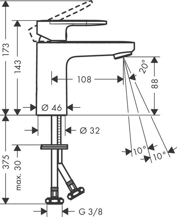 Image du produit hansgrohe Vernis Blend Mitigeur monocommandé pour lavabo 100 sans vidage