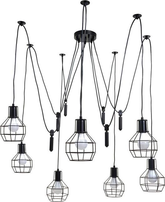 Immagine prodotto Swisshandel24 Lampada a sospensione, metallo industriale regolabile in altezza, nero - 7x Lampade a reticolo (E27)