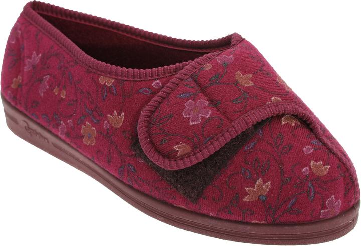 Produktbild Comfylux Davina Hausschuhe Mit Klettverschluss Und Blumenmuster Extra Weite Passform (42)