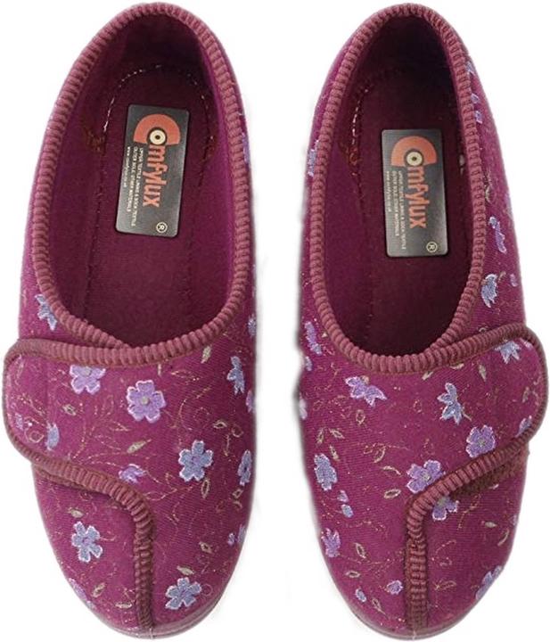 Produktbild Comfylux Davina Hausschuhe Mit Klettverschluss Und Blumenmuster Extra Weite Passform (42)