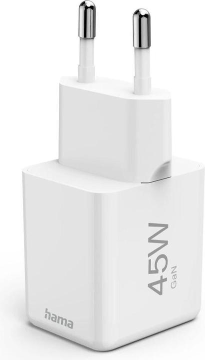 Actual product image Hama Fast charger, USB-C, PD/QC/GaN, super mini charger, 45 W, white (45 W)