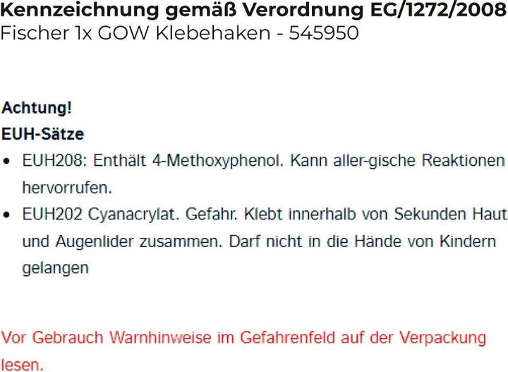 Produktbild Fischer Klebe-Haken