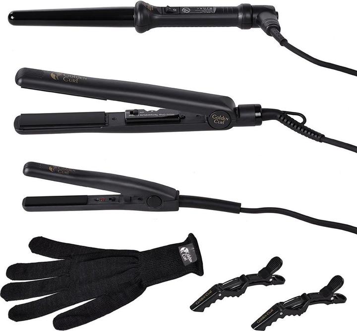 Actual product image Golden Curl The Luxury Set, Black (Straightening iron)