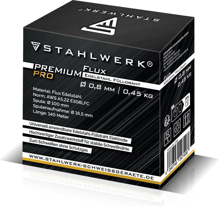 Actual product image Stahlwerk Cored wire FLUX stainless steel E308LFC 0.8 mm 0.45 kg Wire reel Wire spool