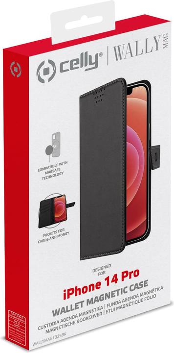 Produktbild Celly Wallymag, Wallet case, Apple, iPhone 14 Pro, 15.5 cm (6.1"), Black (Apple iPhone 14 Pro)