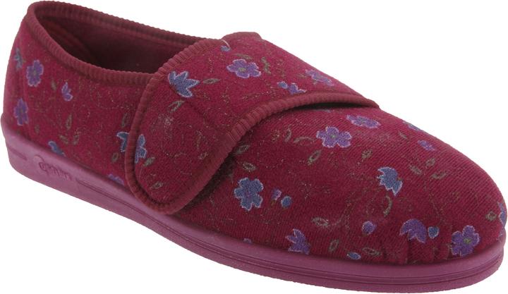 Comfylux Sally Hausschuhe Pantoffeln Mit Blumenmuster Und Klettverschluss Besonders Weite Passform