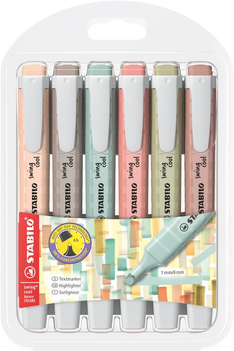 STABILO Textmarker (Mud Green, Sienna, Beige, Earth green, Umber, warm grey, 4 mm, 6 x)