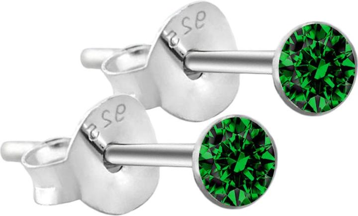 Image du produit Star Piercing Clou d'oreille rond en argent massif 925 avec cristal vert (Argent sterling 925, sans laiton)