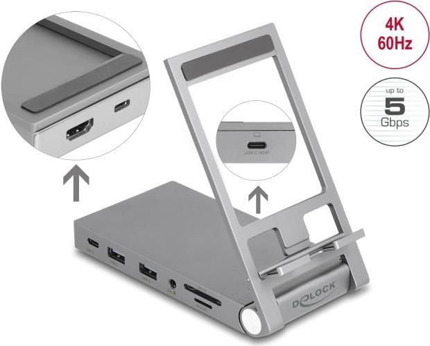 Image du produit Delock Station d'accueil pour tablettes et ordinateurs portables 4K avec (USB-C, 1 Ports)